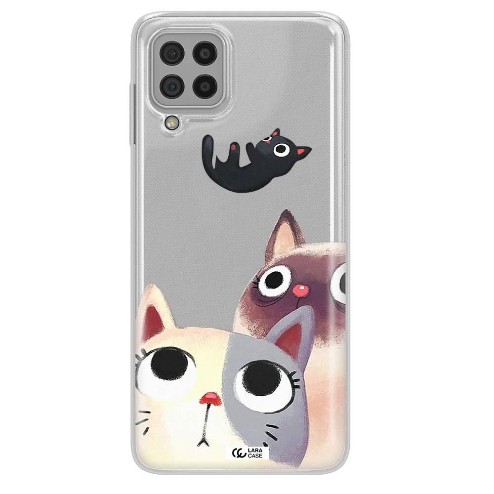 Abstract Grey Flowers Samsung A22 4g Clear TPU Case