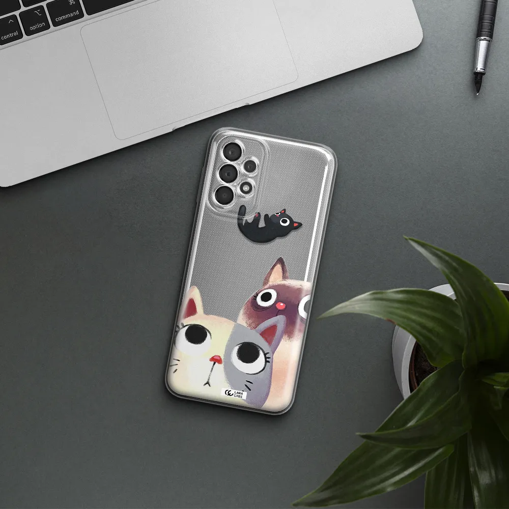 Abstract Grey Flowers Samsung A23 5g Clear TPU Case