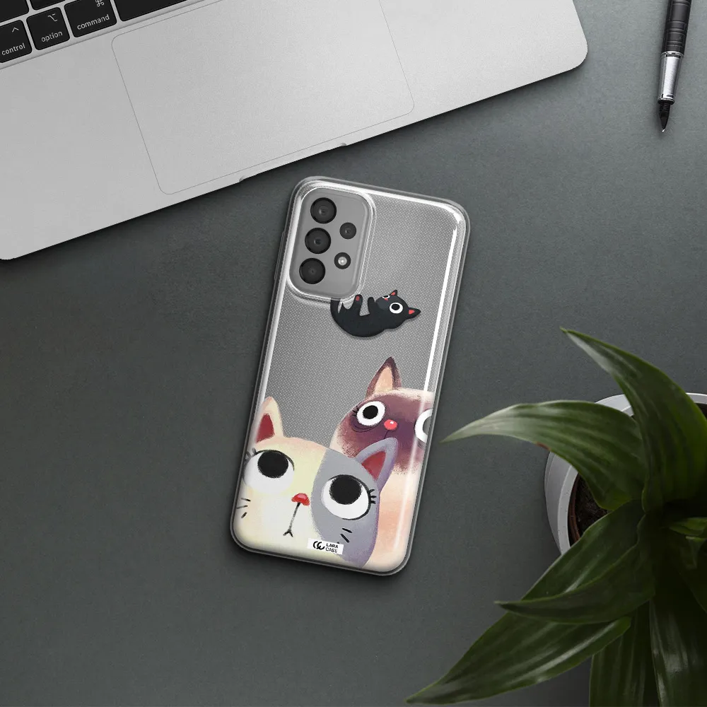 Abstract Grey Flowers Samsung A23 Clear TPU Case