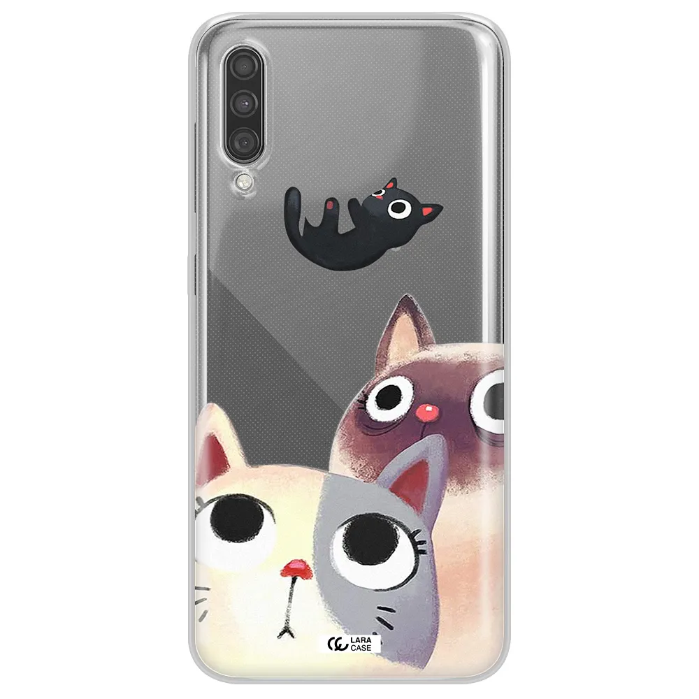 Abstract Grey Flowers Samsung A30S Clear TPU Case