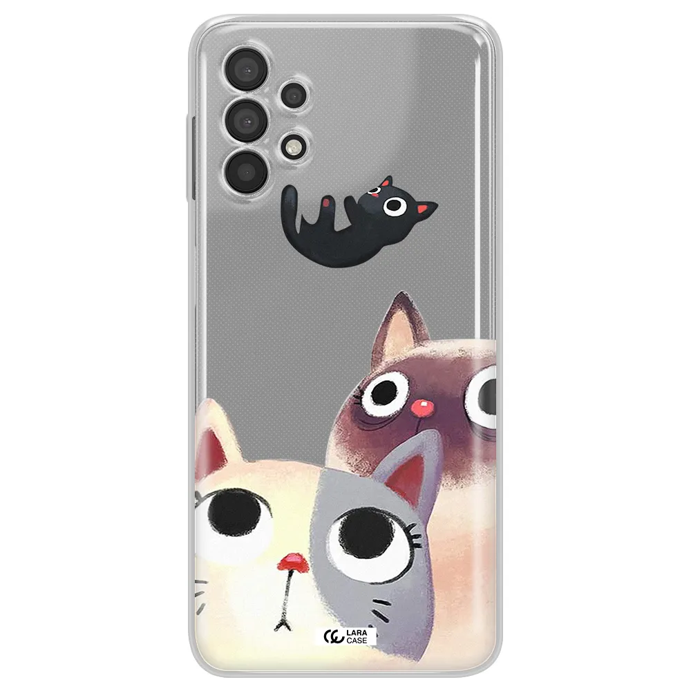 Abstract Grey Flowers Samsung A32 Clear TPU Case