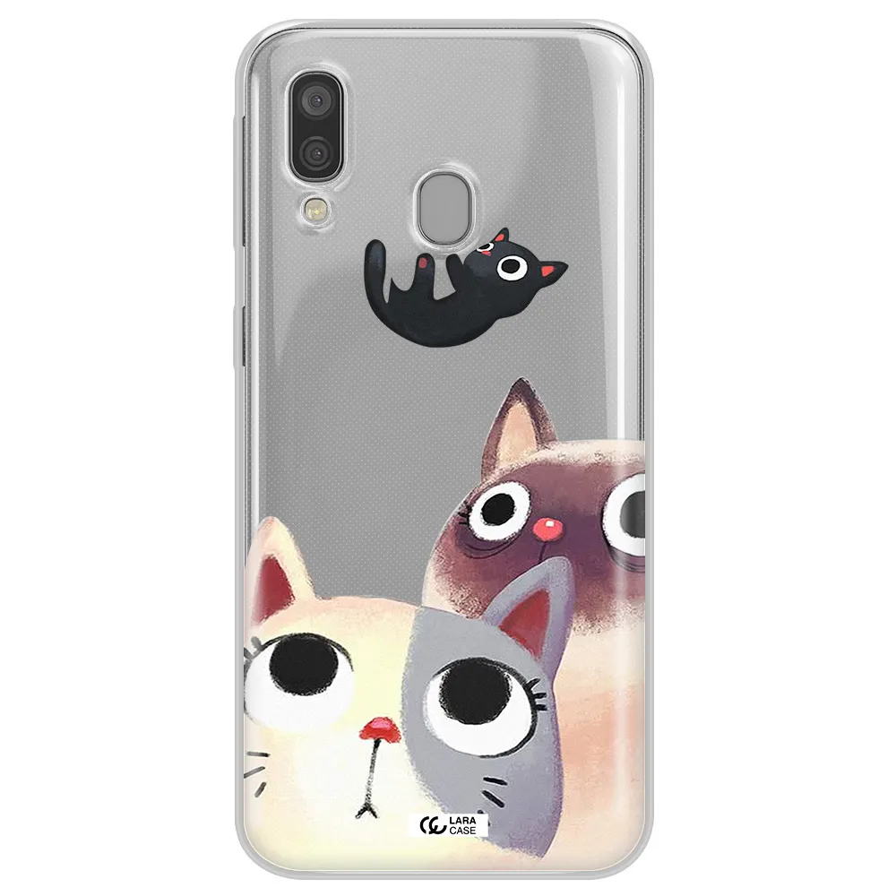 Abstract Grey Flowers Samsung A40 Clear TPU Case