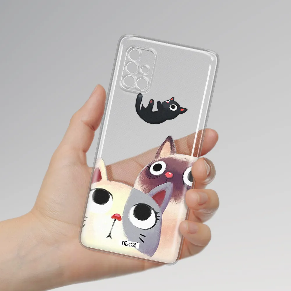 Abstract Grey Flowers Samsung A40s Clear TPU Case