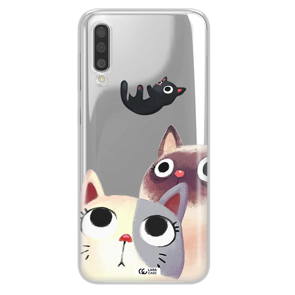 Abstract Grey Flowers Samsung A50 Clear TPU Case