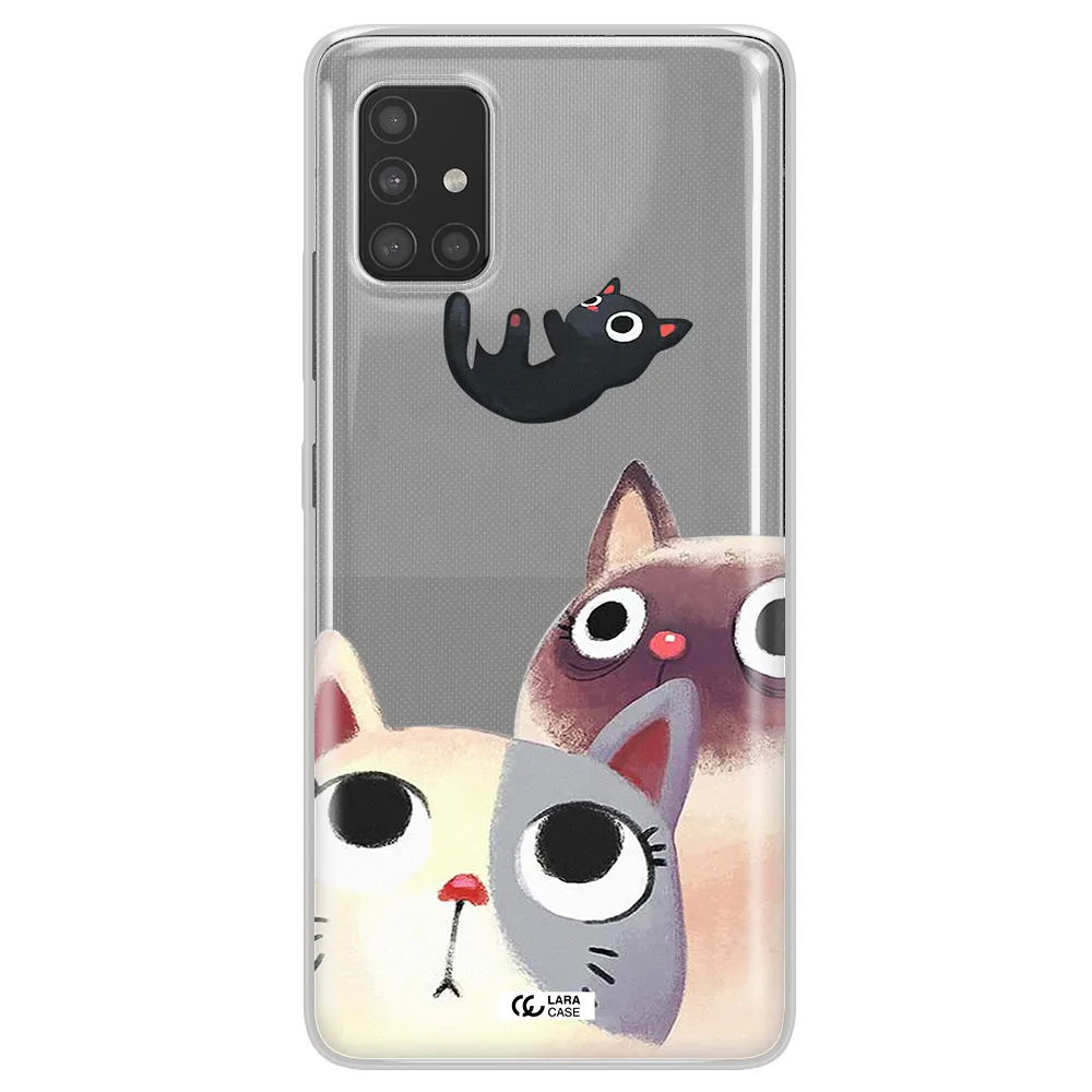 Abstract Grey Flowers Samsung A51 Clear TPU Case