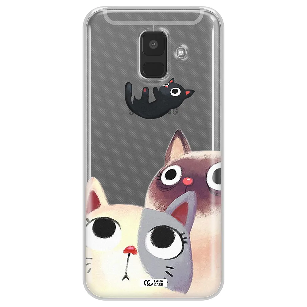 Abstract Grey Flowers Samsung A6 Clear TPU Case