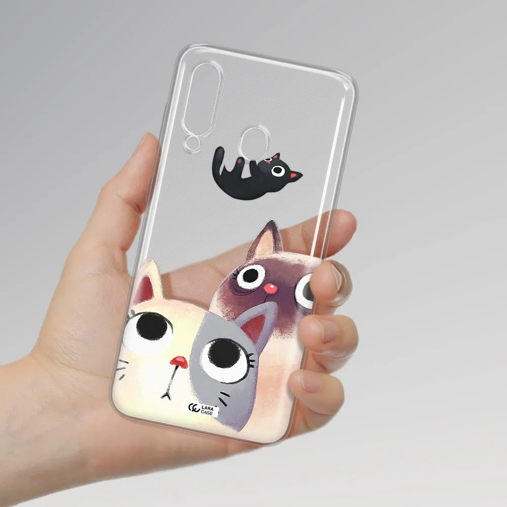 Abstract Grey Flowers Samsung A60 Clear TPU Case