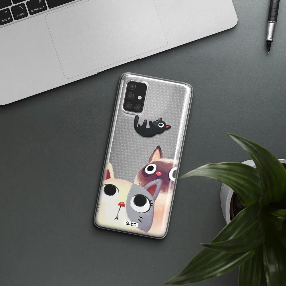 Abstract Grey Flowers Samsung A71 Clear TPU Case