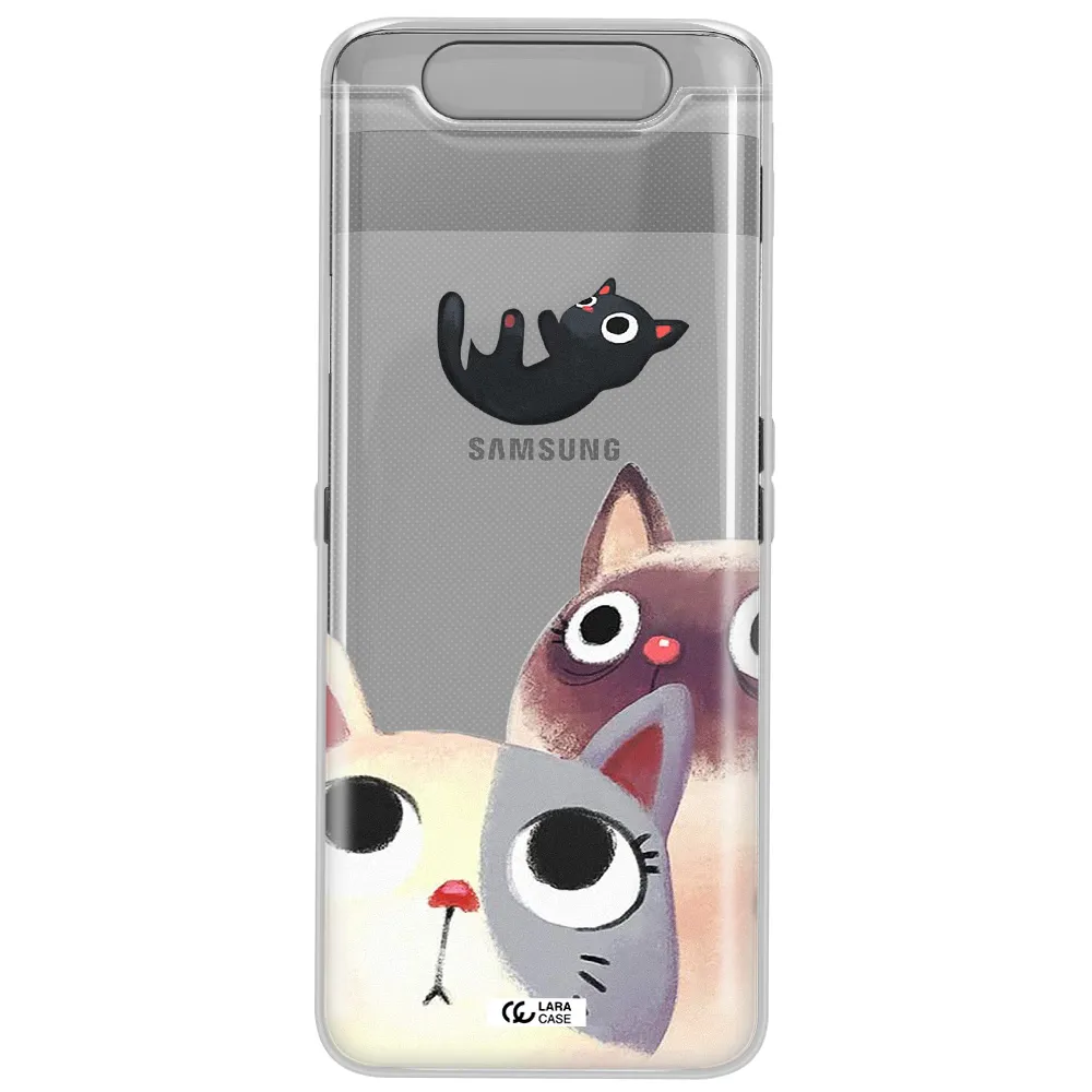 Abstract Grey Flowers Samsung A80 Clear TPU Case