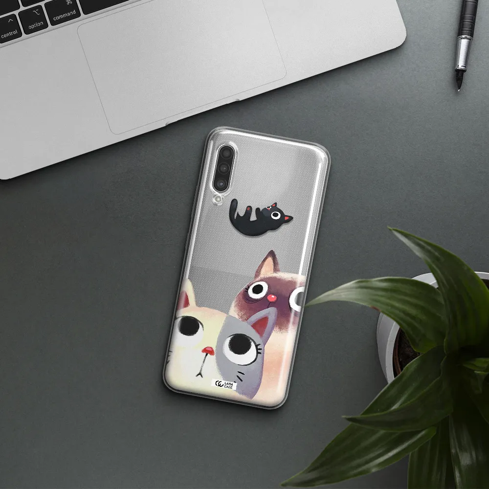 Abstract Grey Flowers Samsung A90 Clear TPU Case