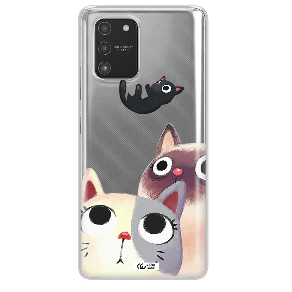 Abstract Grey Flowers Samsung A91 Clear TPU Case