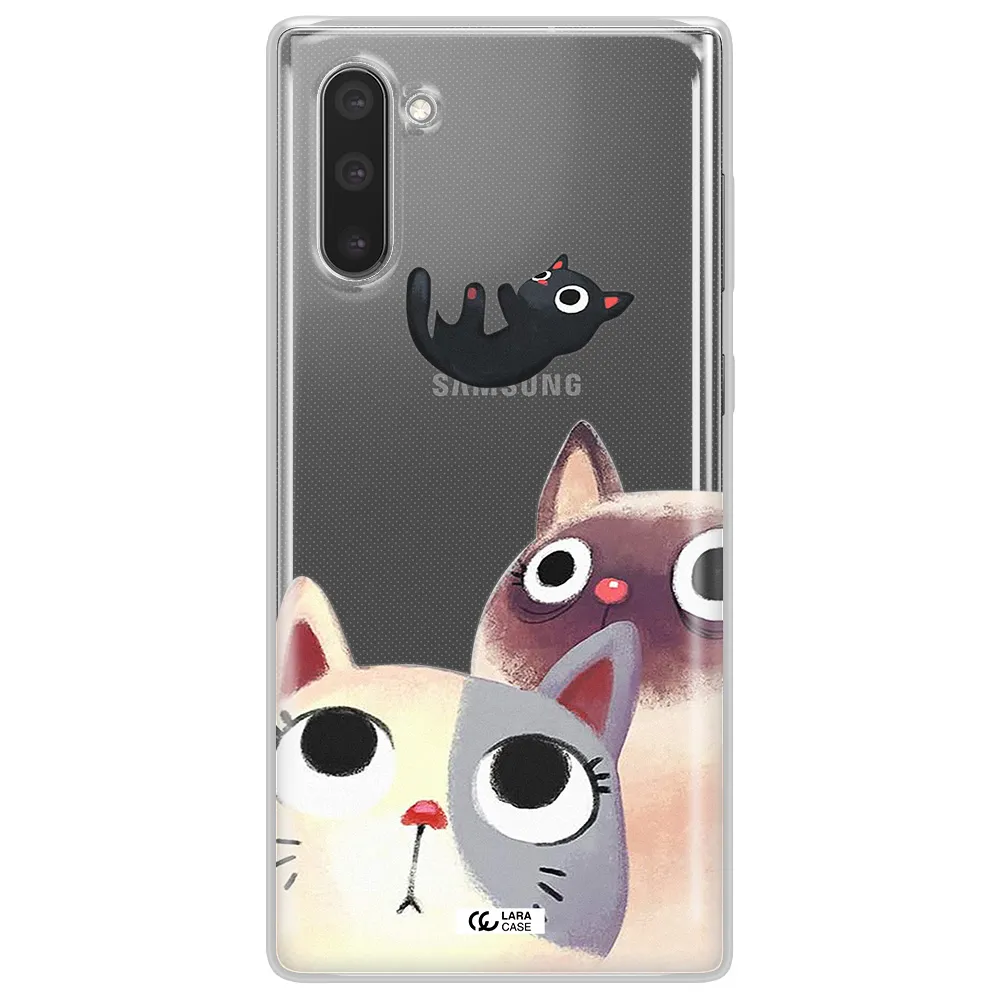 Abstract Grey Flowers Samsung Note 10 Clear TPU Case