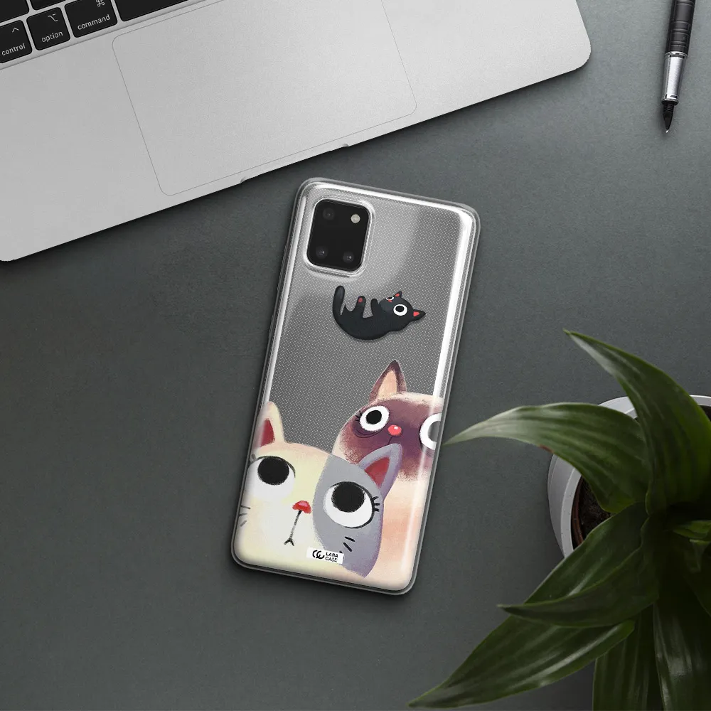 Abstract Grey Flowers Samsung Note 10 Lite Clear TPU Case