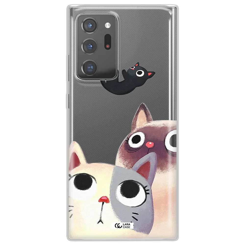 Abstract Grey Flowers Samsung Note 20 Ultra Clear TPU Case