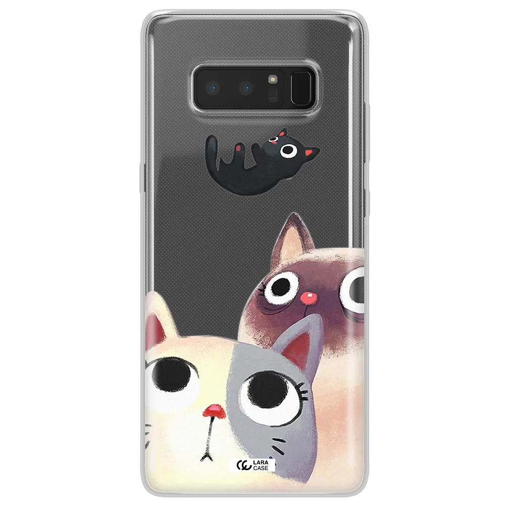 Abstract Grey Flowers Samsung Note 8 Clear TPU Case