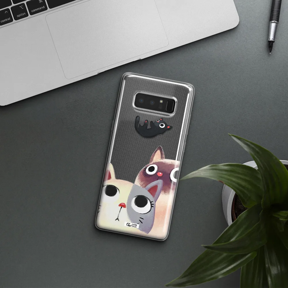 Abstract Grey Flowers Samsung Note 8 Clear TPU Case