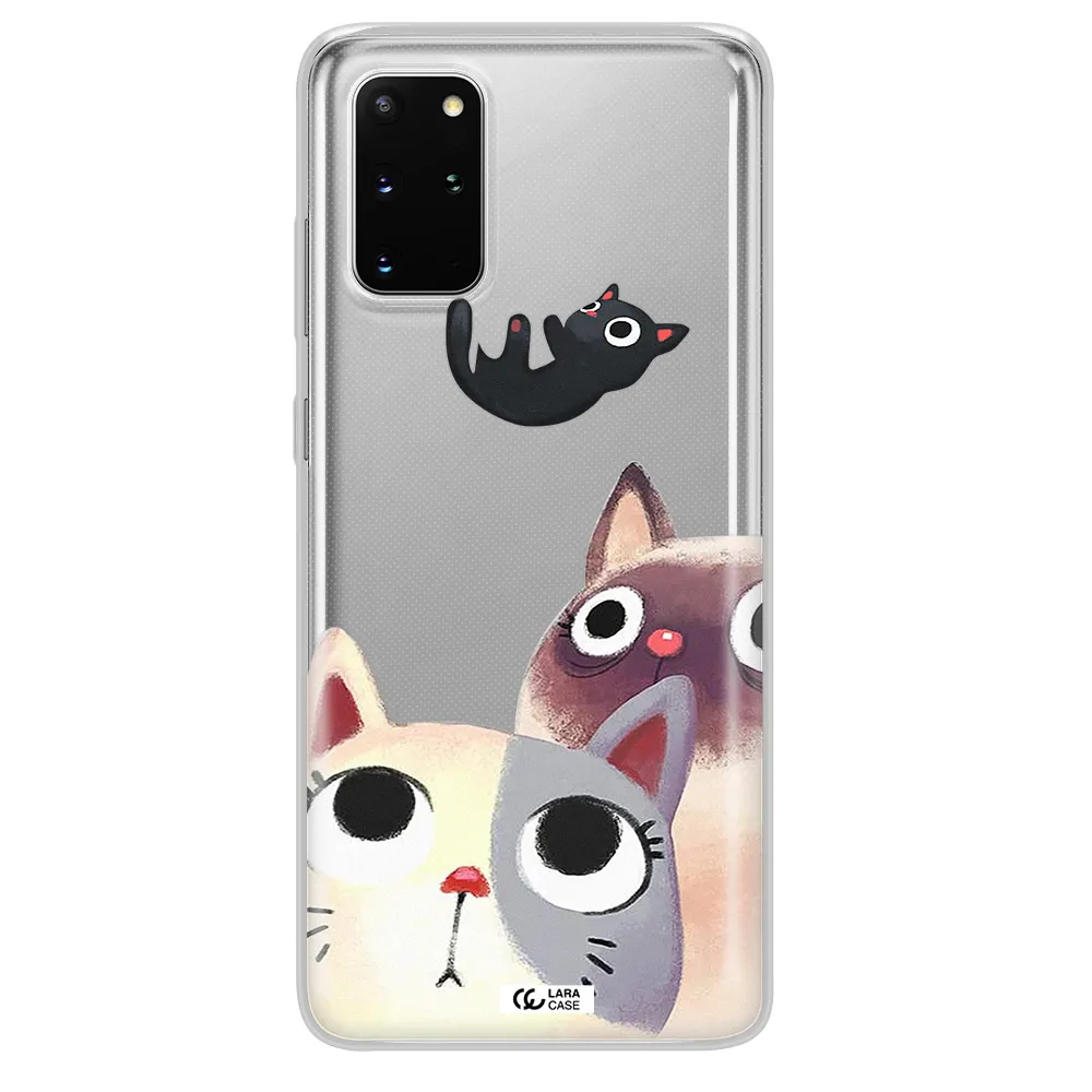 Abstract Grey Flowers Samsung S 20 Plus Clear TPU Case