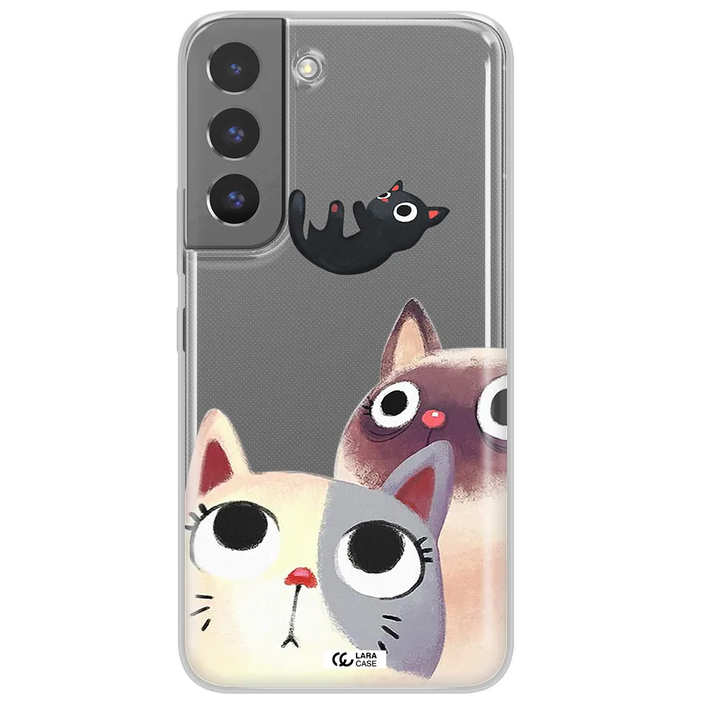 Abstract Grey Flowers Samsung S 22 Clear TPU Case