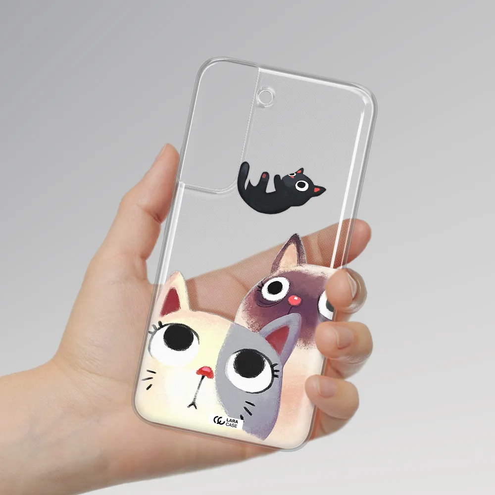 Abstract Grey Flowers Samsung S 22 Clear TPU Case