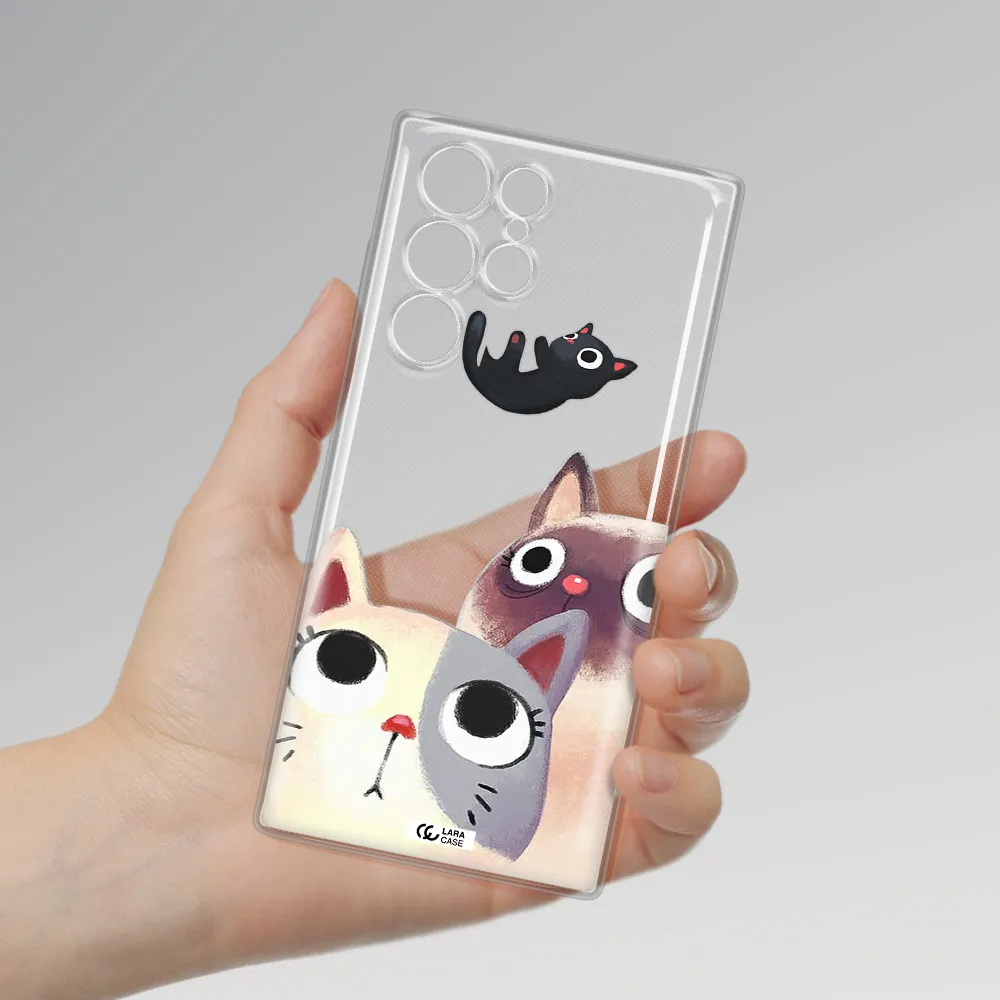 Abstract Grey Flowers Samsung S 22 Ultra Clear TPU Case