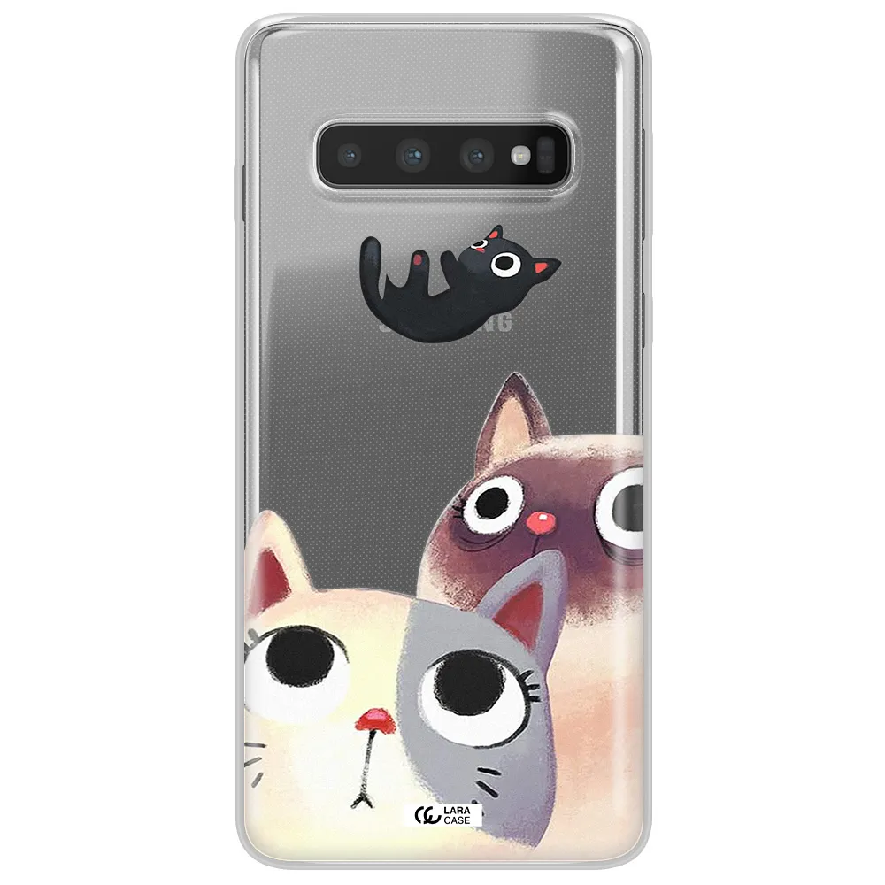 Abstract Grey Flowers Samsung S10 Clear TPU Case