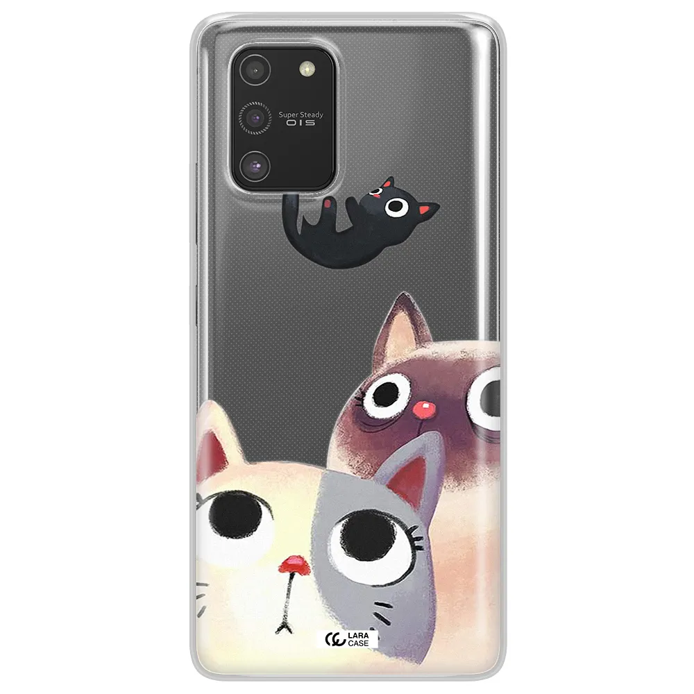 Abstract Grey Flowers Samsung S10 Lite Clear TPU Case