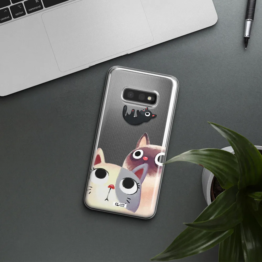 Abstract Grey Flowers Samsung S10e Clear TPU Case