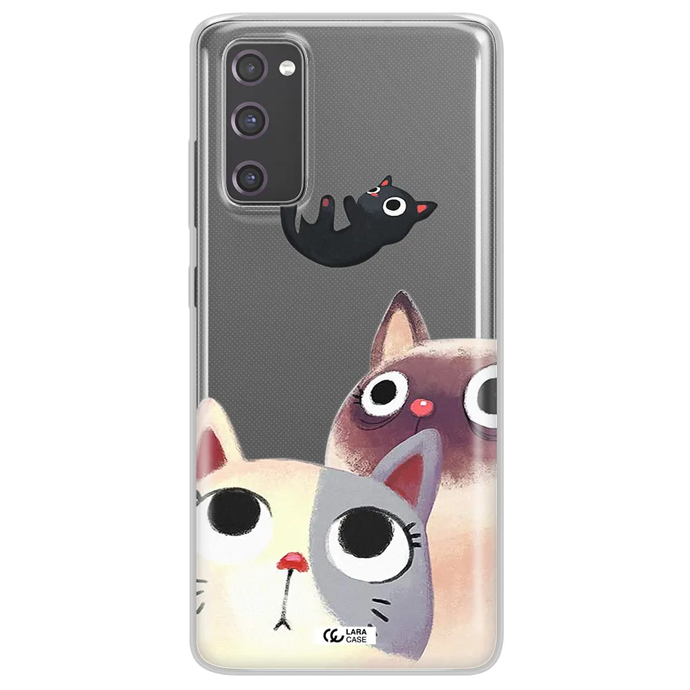 Abstract Grey Flowers Samsung S20 Fe Clear TPU Case