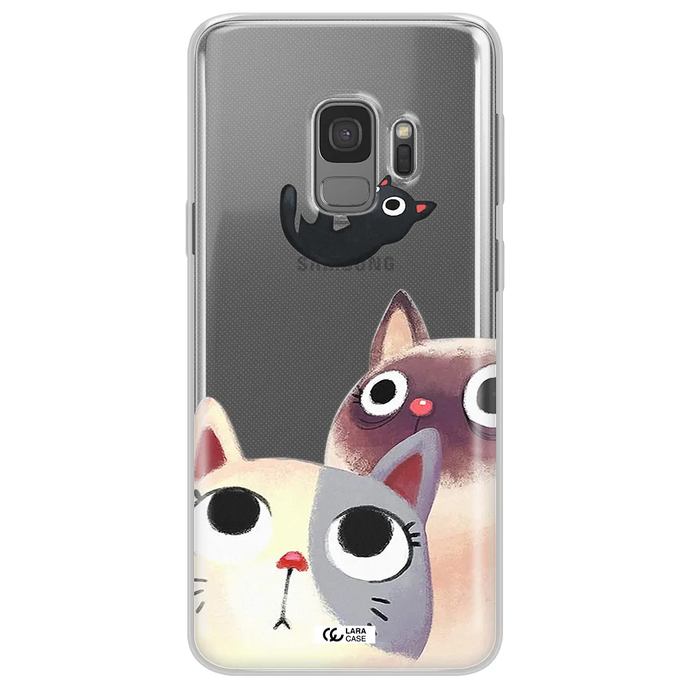 Abstract Grey Flowers Samsung S9 Clear TPU Case