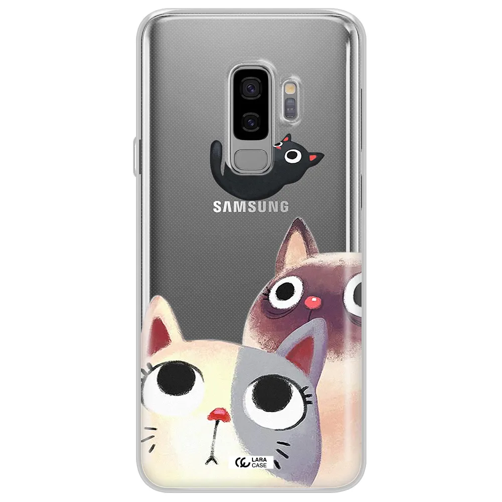 Abstract Grey Flowers Samsung S9 Plus Clear TPU Case