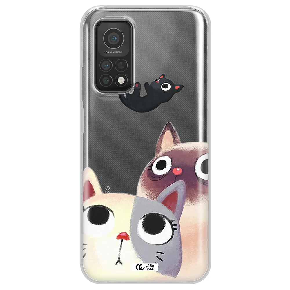 Abstract Grey Flowers Xiaomi Mi 10T Clear TPU Case