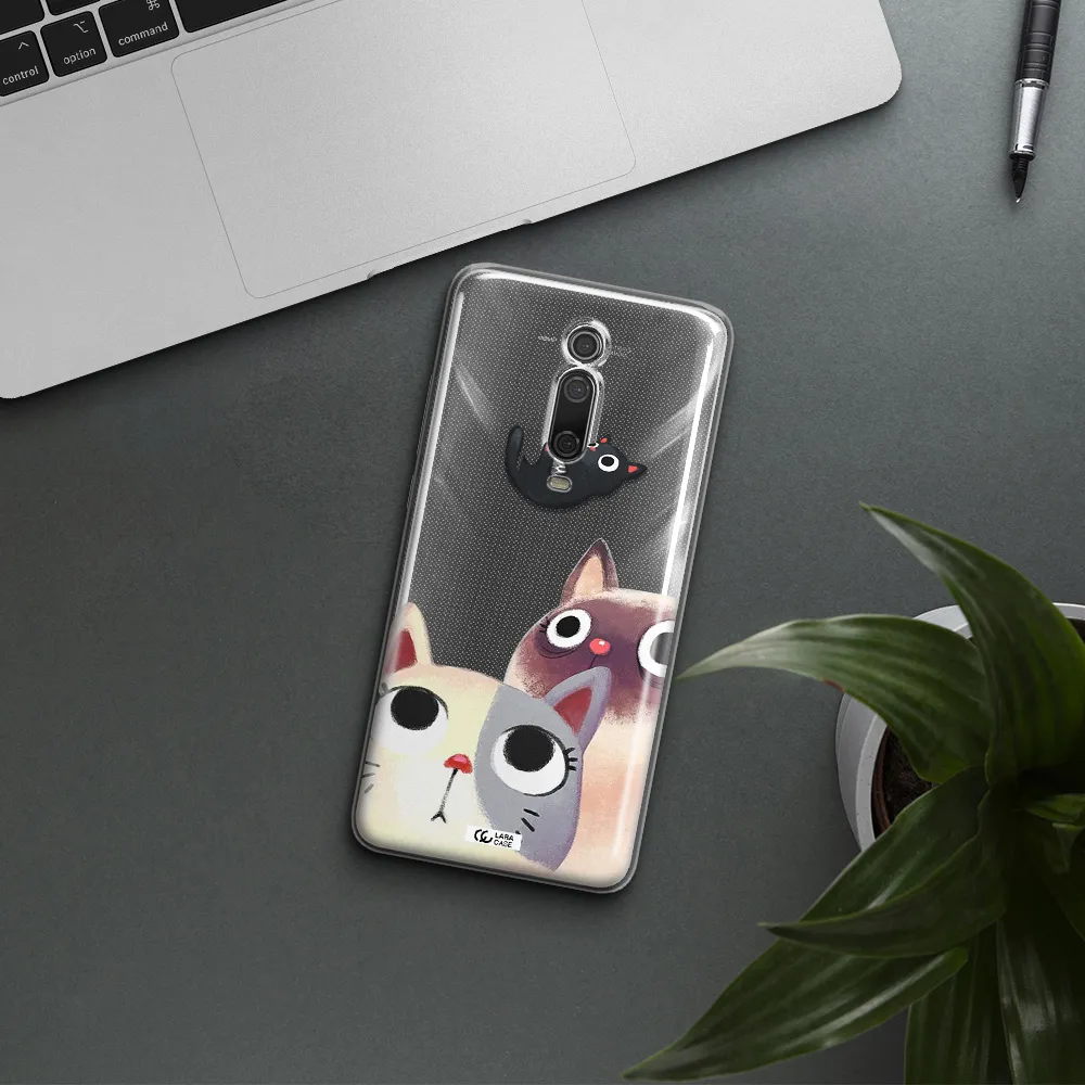 Abstract Grey Flowers Xiaomi Mi 9T Clear TPU Case