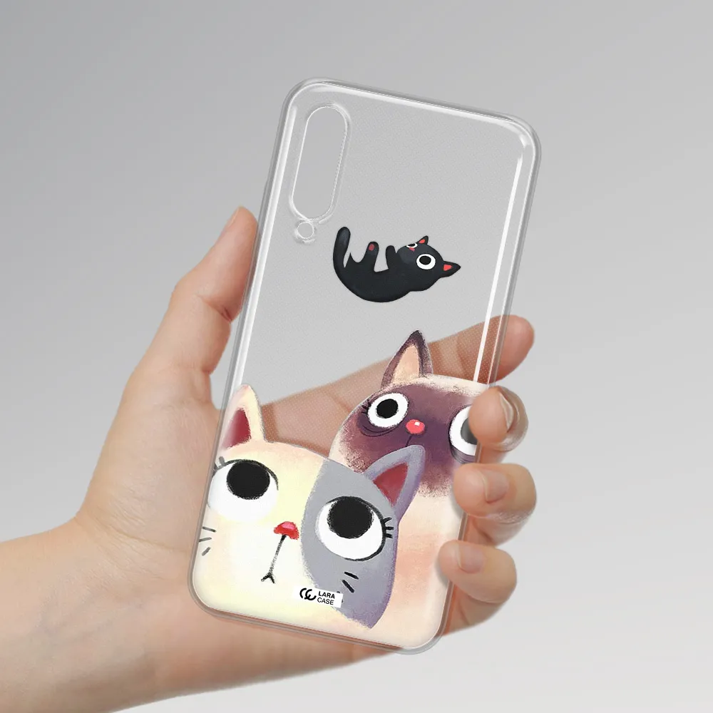 Abstract Grey Flowers Xiaomi Mi A3 Clear TPU Case
