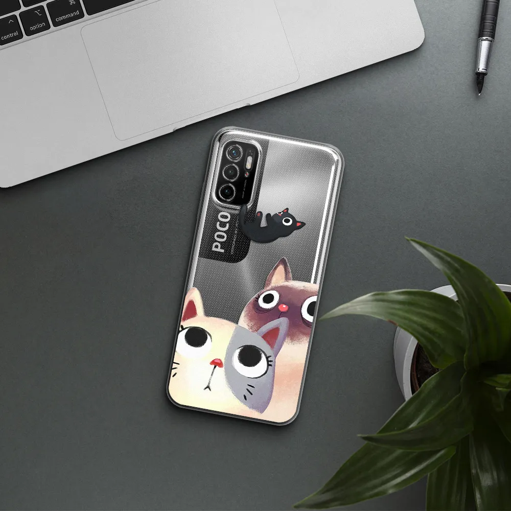 Abstract Grey Flowers Xiaomi Poco M3 Pro Clear TPU Case