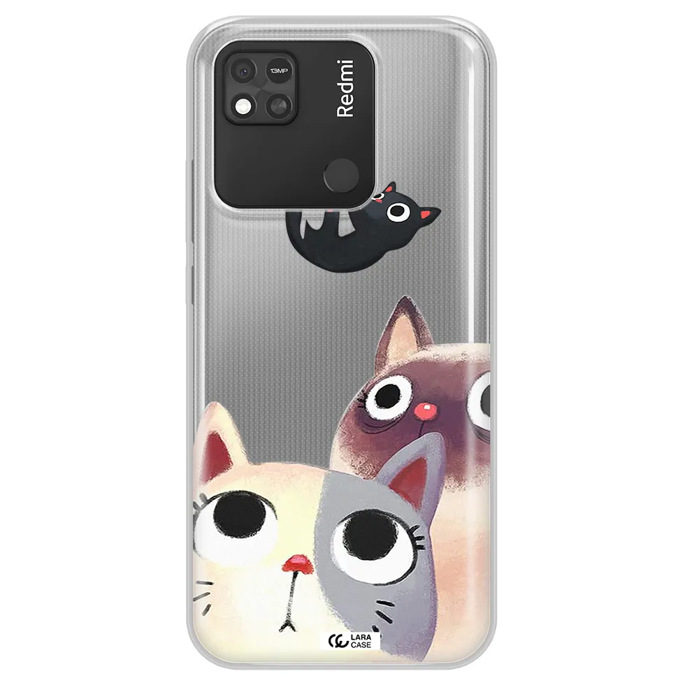 Abstract Grey Flowers Xiaomi Redmi 10A Clear TPU Case