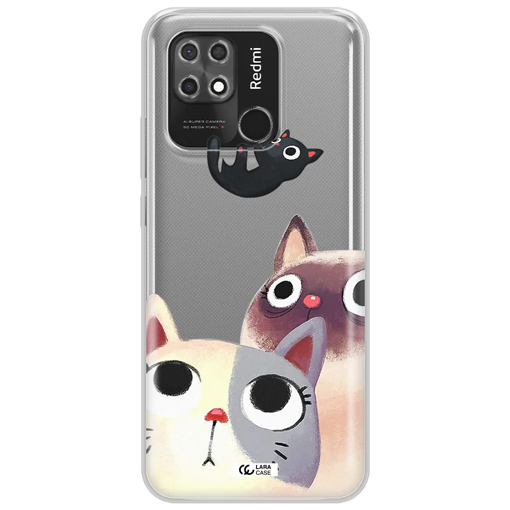 Abstract Grey Flowers Xiaomi Redmi 10C Clear TPU Case