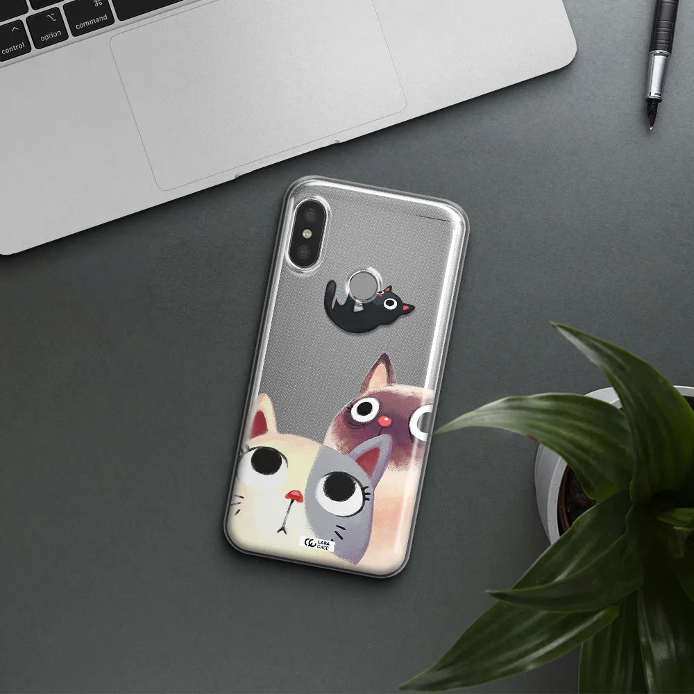 Abstract Grey Flowers Xiaomi Redmi 6 Pro Clear TPU Case