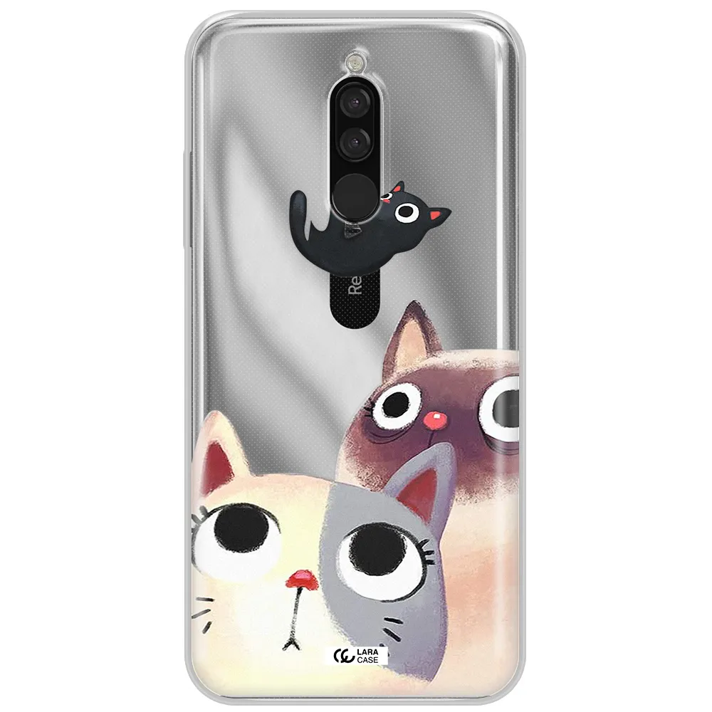 Abstract Grey Flowers Xiaomi Redmi 8 Clear TPU Case