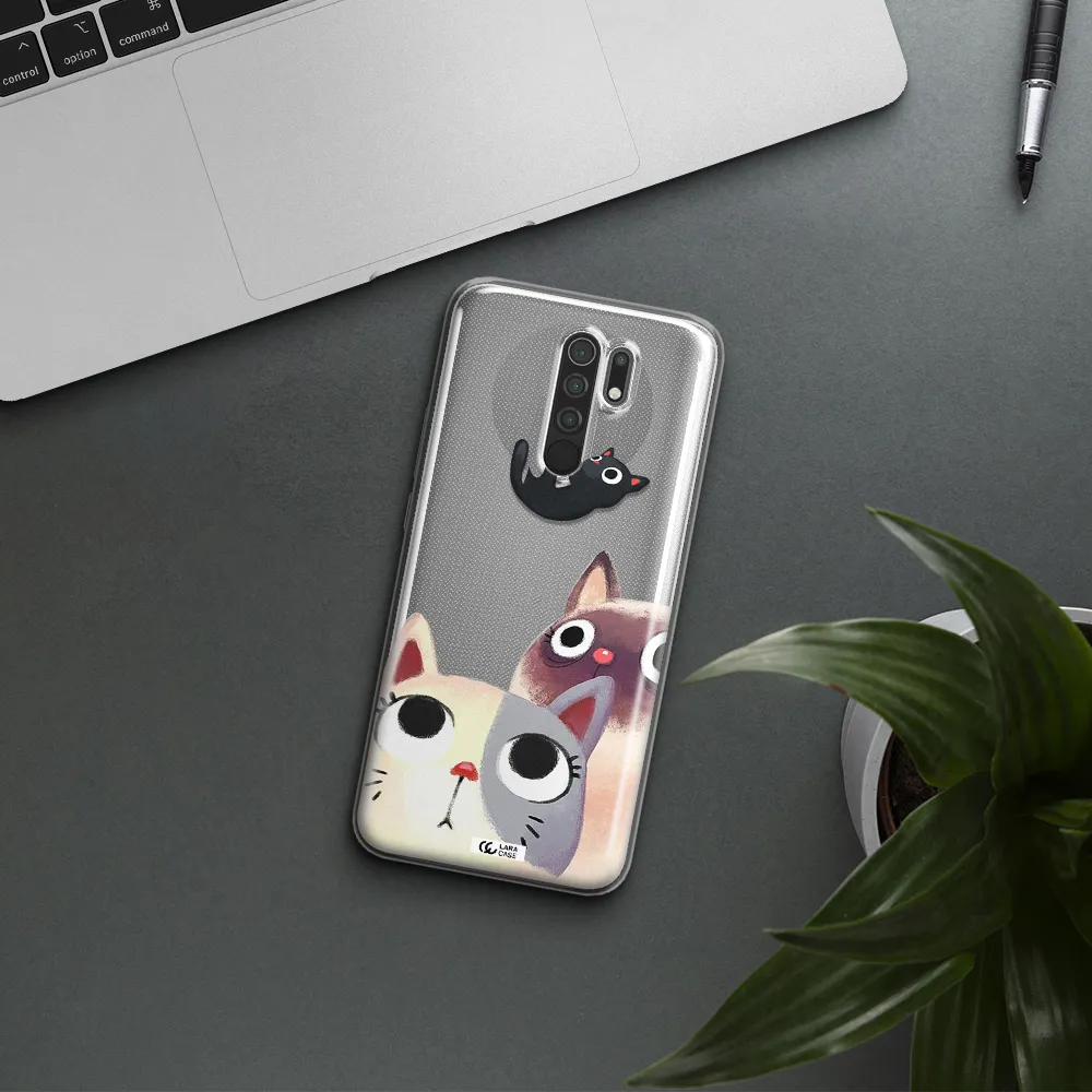 Abstract Grey Flowers Xiaomi Redmi 9 Clear TPU Case