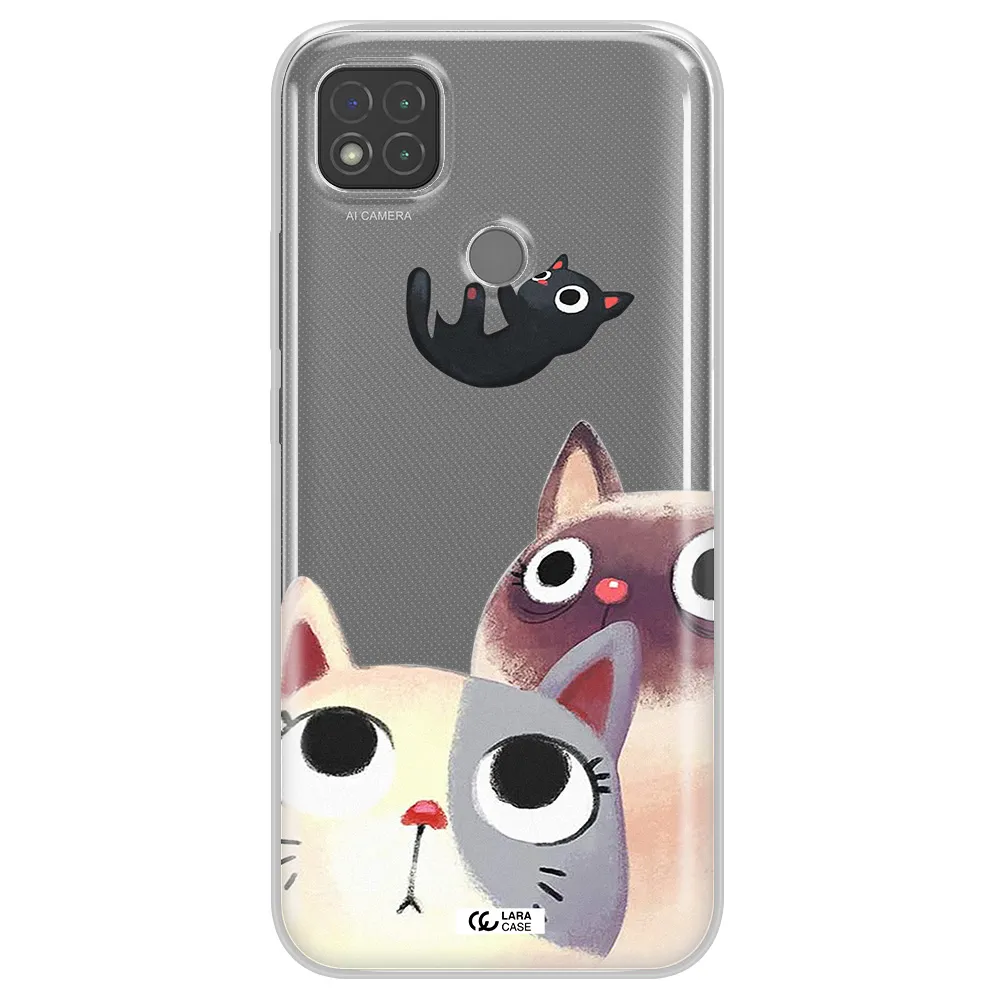 Abstract Grey Flowers Xiaomi Redmi 9C Clear TPU Case