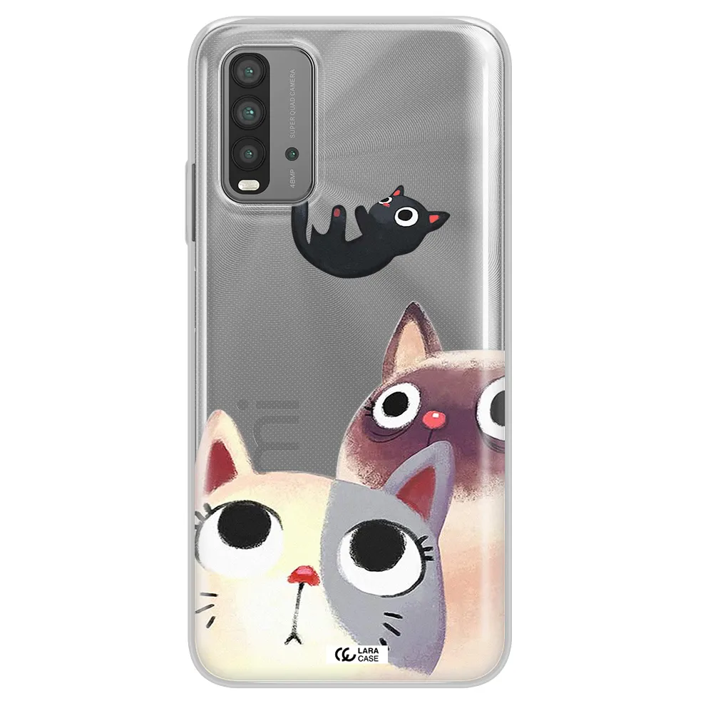 Abstract Grey Flowers Xiaomi Redmi 9T Clear TPU Case