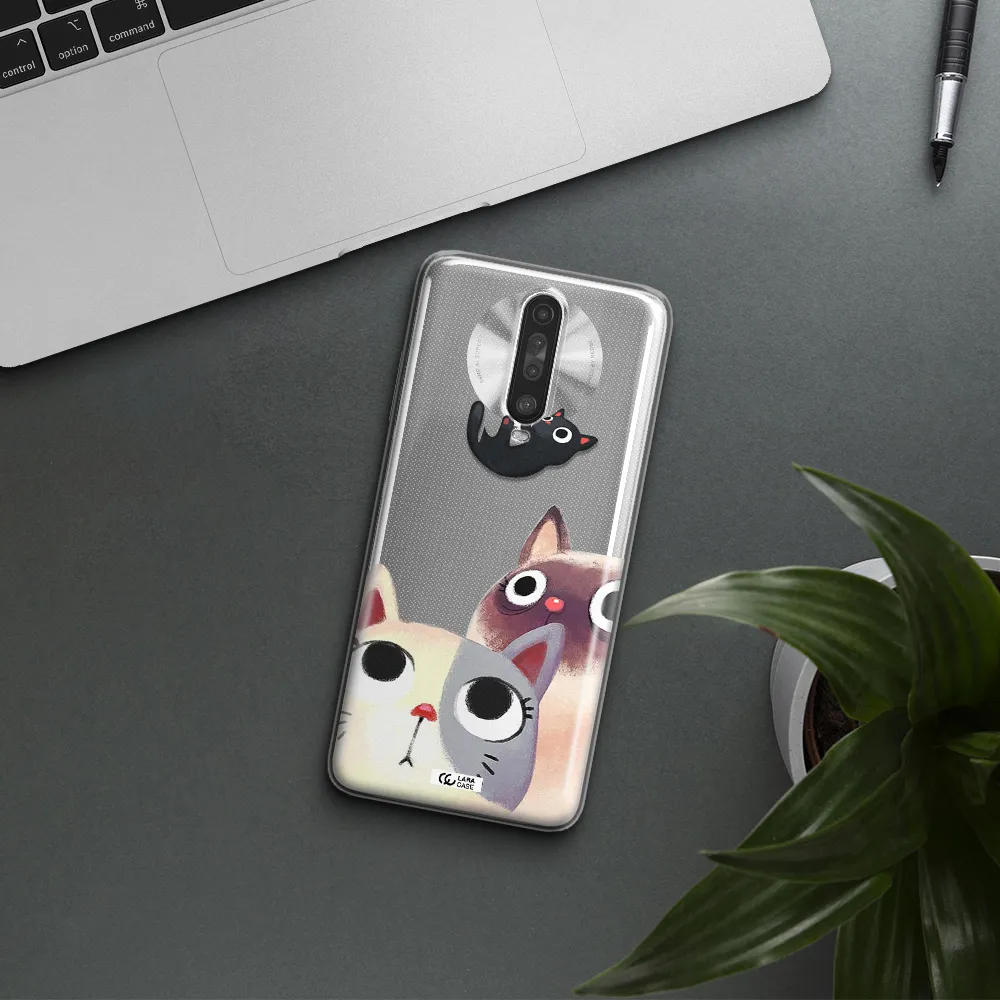 Abstract Grey Flowers Xiaomi Redmi K30 Clear TPU Case