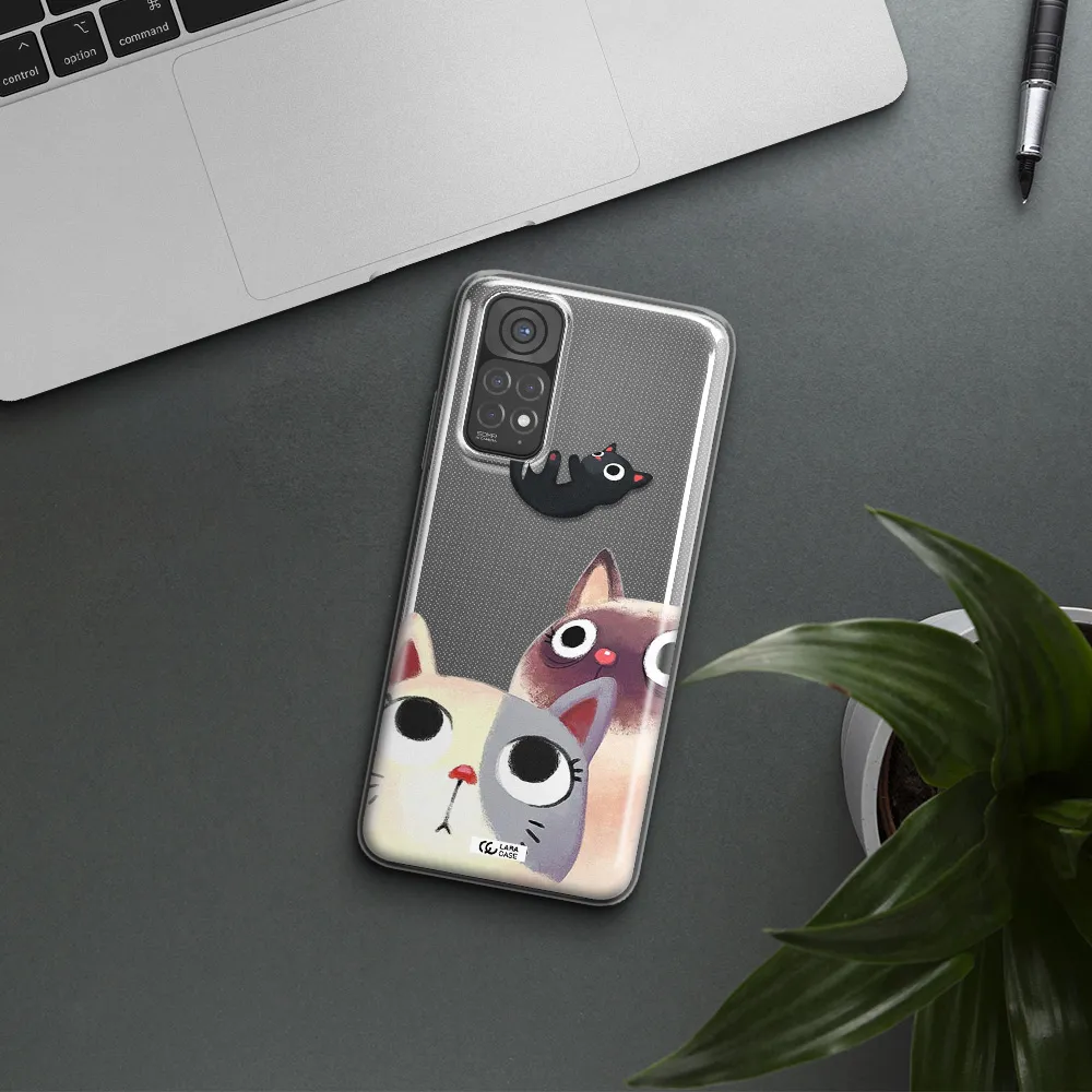 Abstract Grey Flowers Xiaomi Redmi Note 11 Clear TPU Case