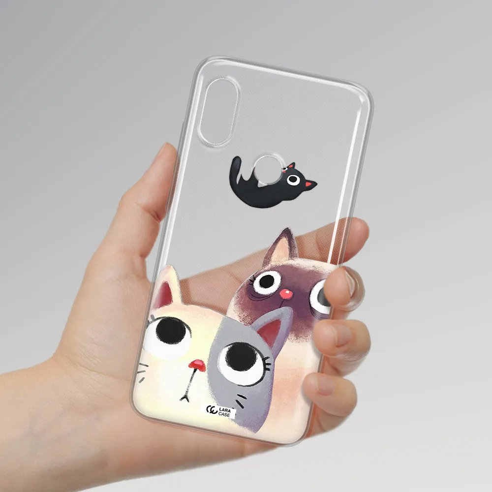 Abstract Grey Flowers Xiaomi Redmi Note 6 Pro Clear TPU Case