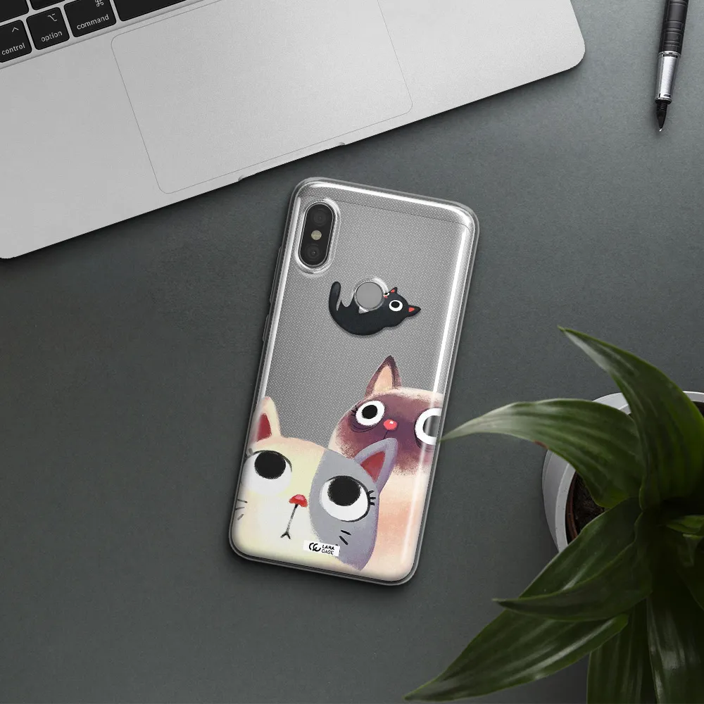 Abstract Grey Flowers Xiaomi Redmi Note 6 Pro Clear TPU Case