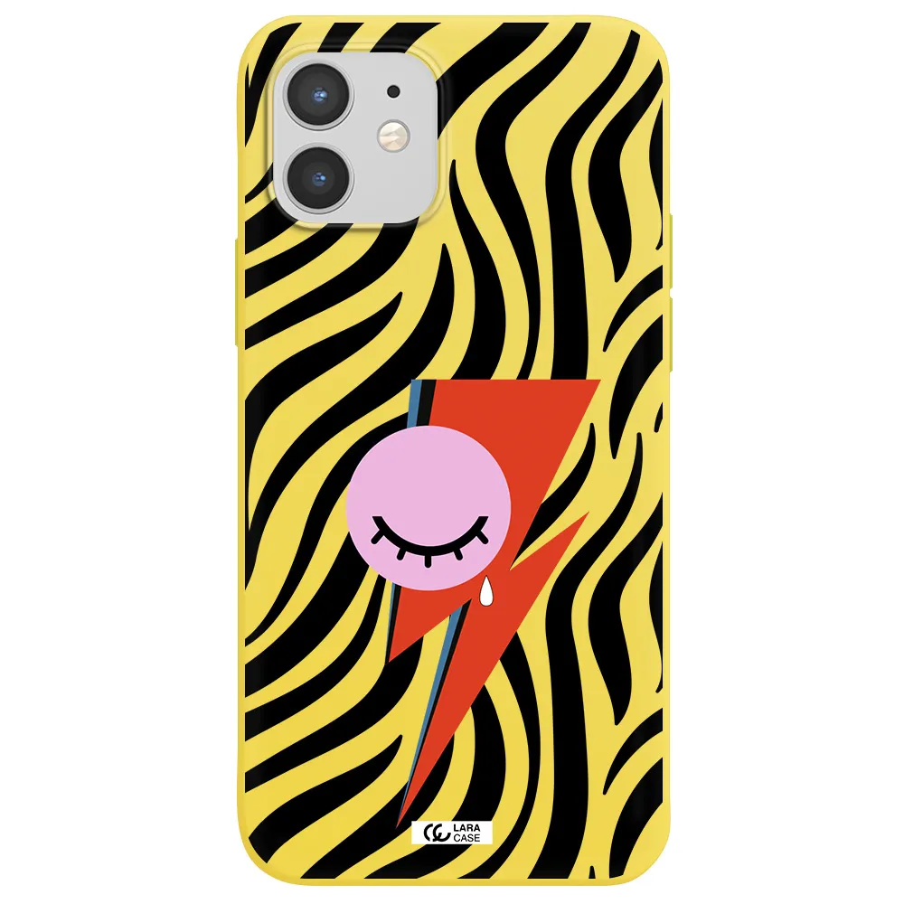 David Bowie Symbol Apple iPhone 12 Silicone canary yellow Case