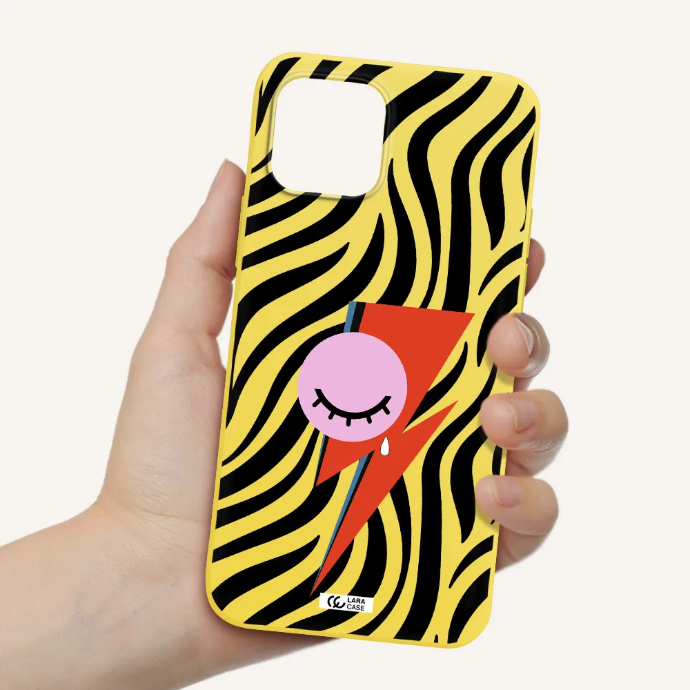 David Bowie Symbol Apple iPhone 12 Silicone canary yellow Case