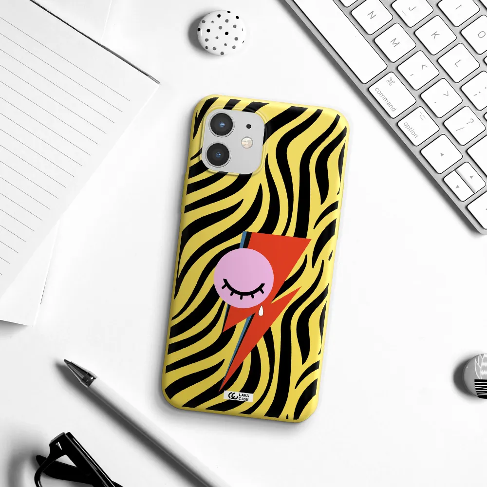 David Bowie Symbol Apple iPhone 12 Silicone canary yellow Case