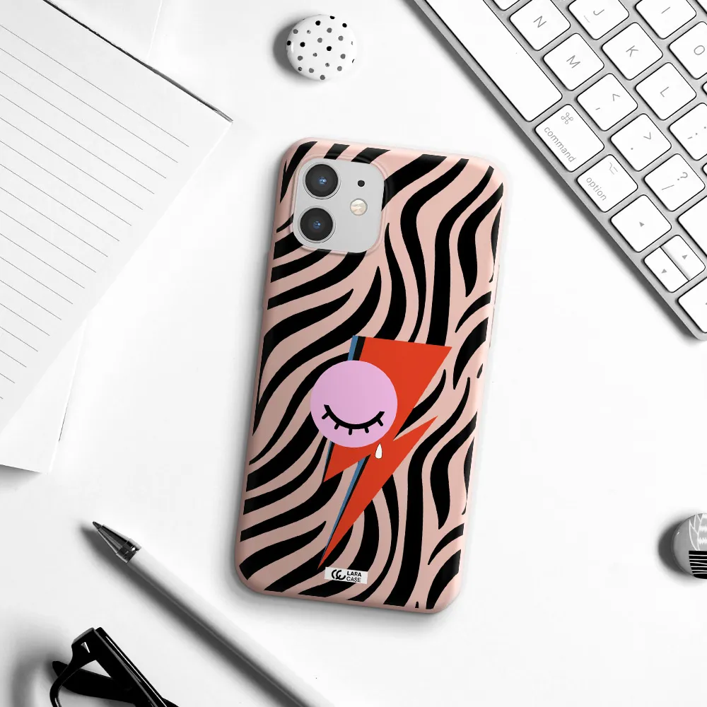 David Bowie Symbol Apple iPhone 12 Silicone pastel pink Case