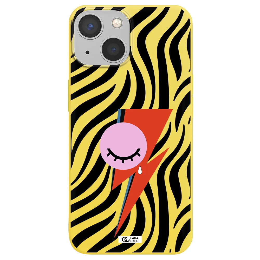 David Bowie Symbol Apple iPhone 13 mini Silicone canary yellow Case